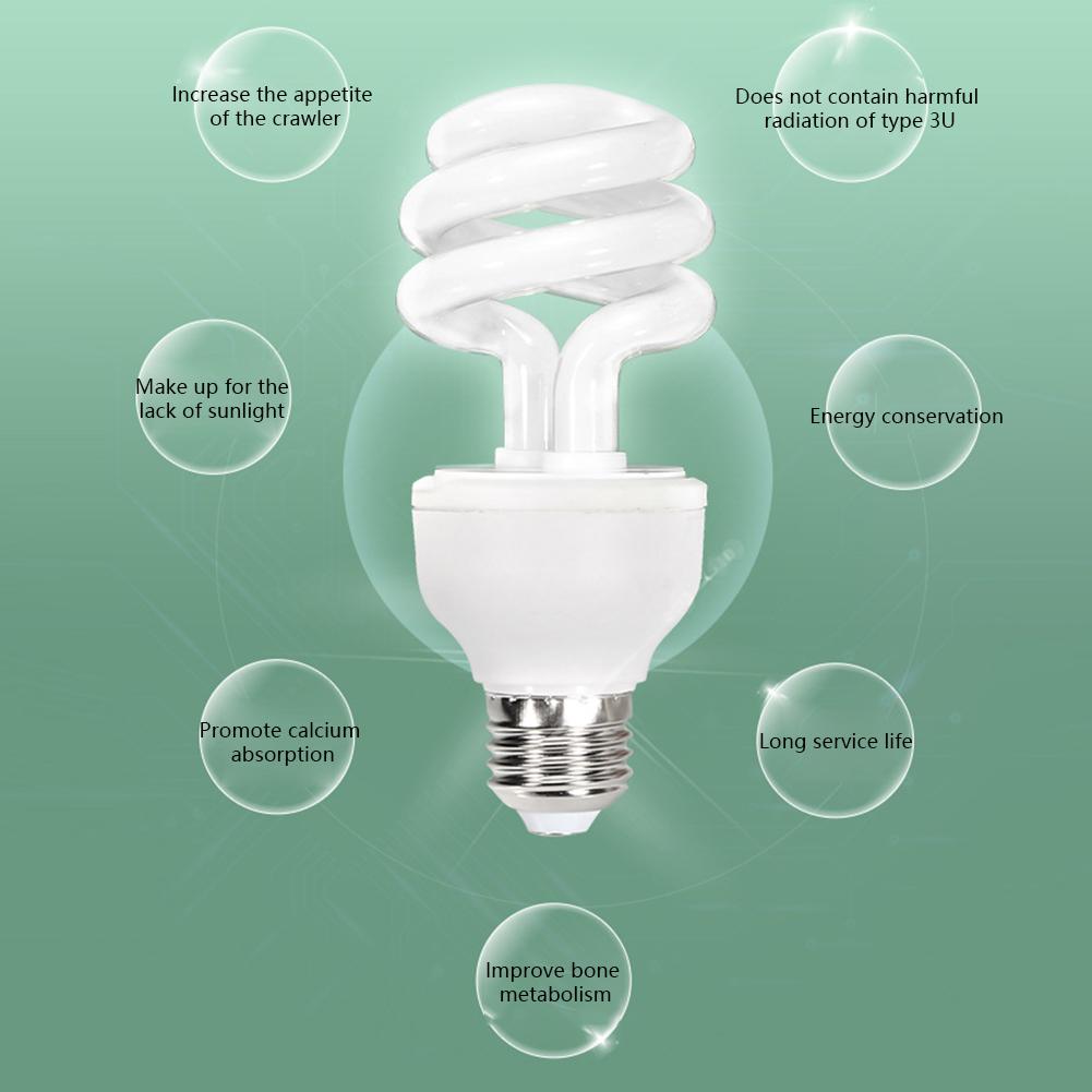 Lampada Rettili UVB 13W 26W Raggi UVB Riscaldamento Energetico Lampadina Arricchita di Calcio Lampade Riscaldanti Tartaruga Lucertola Serpente