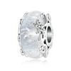 Bamoer 925 Silver Waves Glaze Spacer Beads Crystal Ball Pendant Fit for Silver Charms Bracelet & Bangle Fine Jewelry
