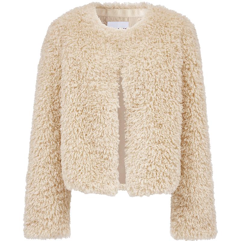 

VEROMODA Women s Loose Plush Hook-Clasp Jacket L