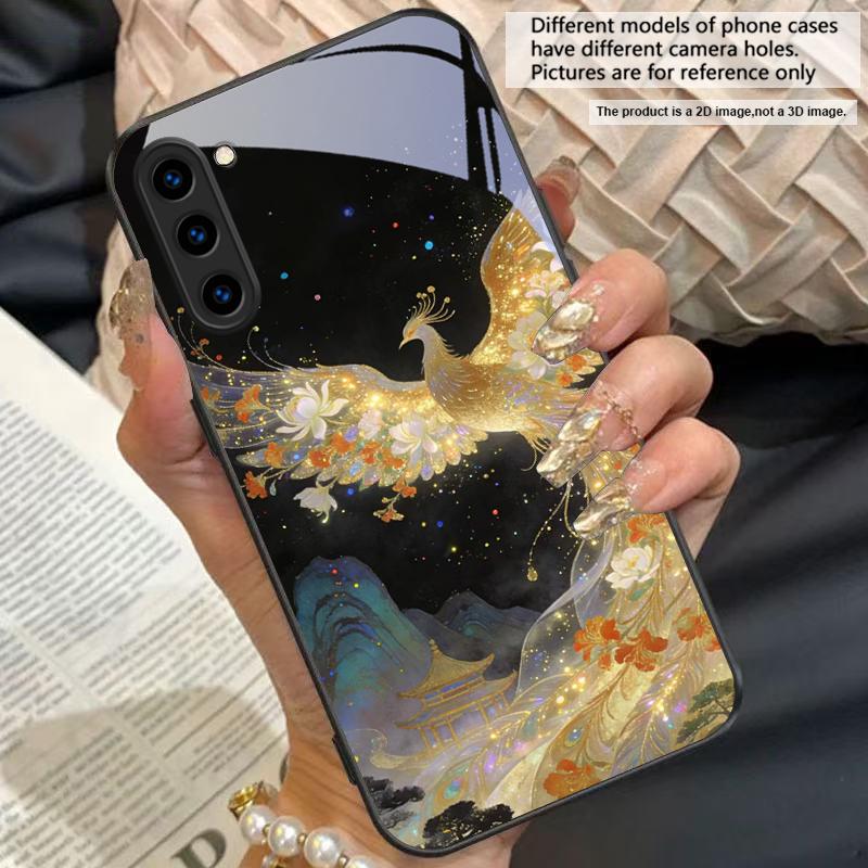 Gorgeous Phoenix Picture For For Samsung Galaxy S25+ S24+ S26 Ultra S25 Edge S24 FE S23 S22 S21 S20 Plus Black Glass Phone Case