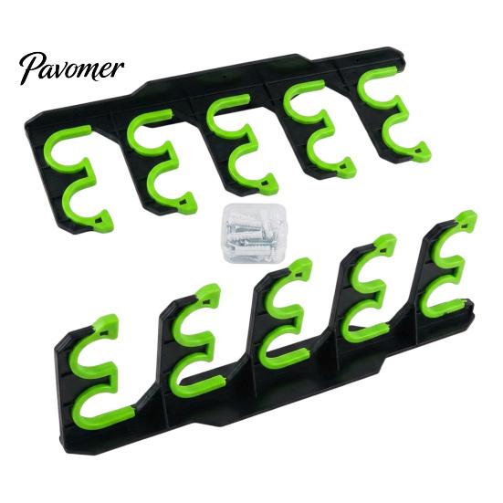 Fishing Pole Organizer Stand 2Pcs Wall Mount Rod Holder, 5 Storage Display Rack for Garage Shed, Horizontal Solutions