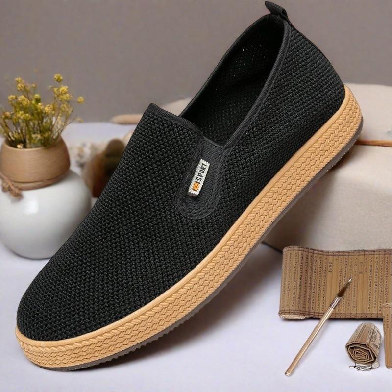 

Мужские старые пекинские тканевые туфли сетчатые дышащие полосатые четырехсезонные туфли легкие кроссовки для папы для среднего и пожилого возраста ленивые туфли на одной педали 45