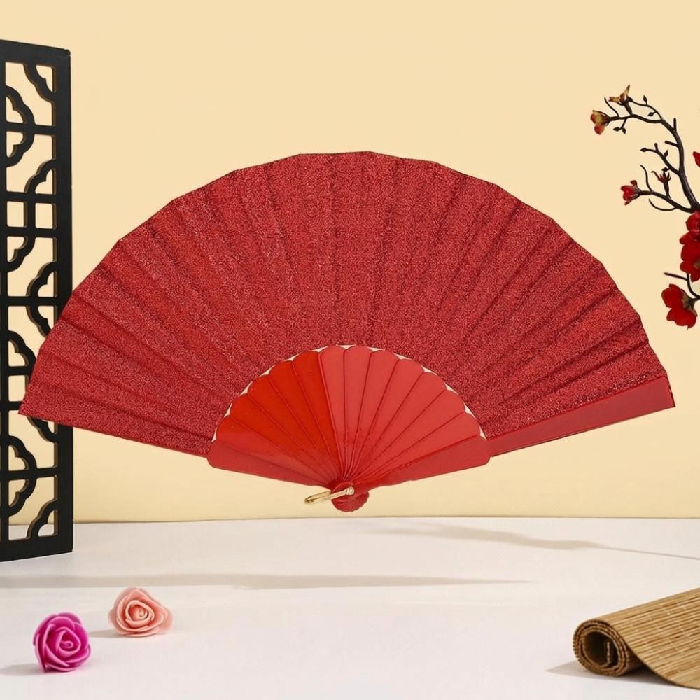 Leuchtender Falt-Handfächer Unifarbener Klassischer Fächer Leichter Kunststoff Glitzerfächer Festivals