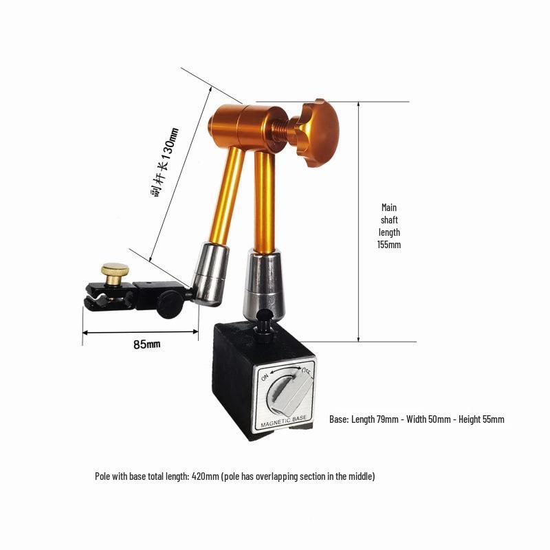 Magnetic Dial Indicator Base with Mechanical Lever and Hydraulic Oil Pressure Gauge