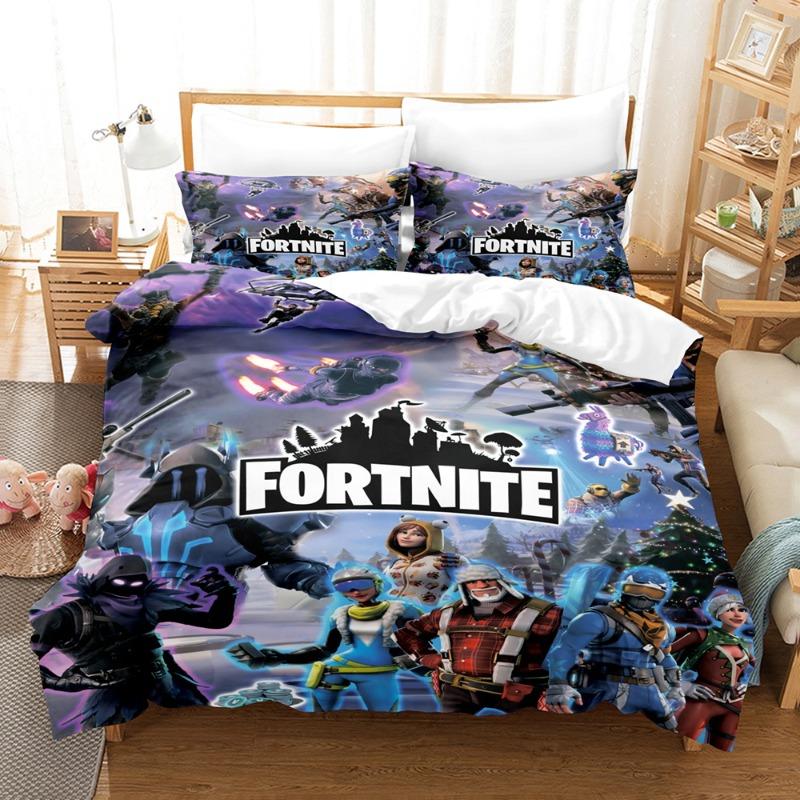 Comforter Fortnite Bedding Suit 3D Printed Bedroom Bed Bedclothes 2/3Pcs Anime Cartoon Room Decoration Kids Xmas Gift