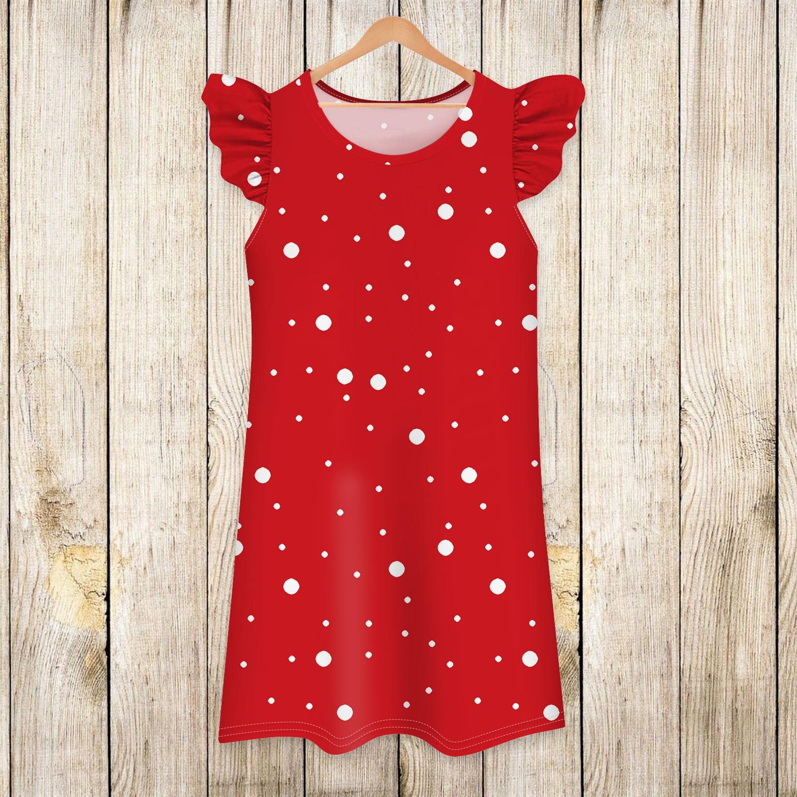 

Детское платье с рукавами-крылышками, юбка с принтом, повседневное платье 150 красный