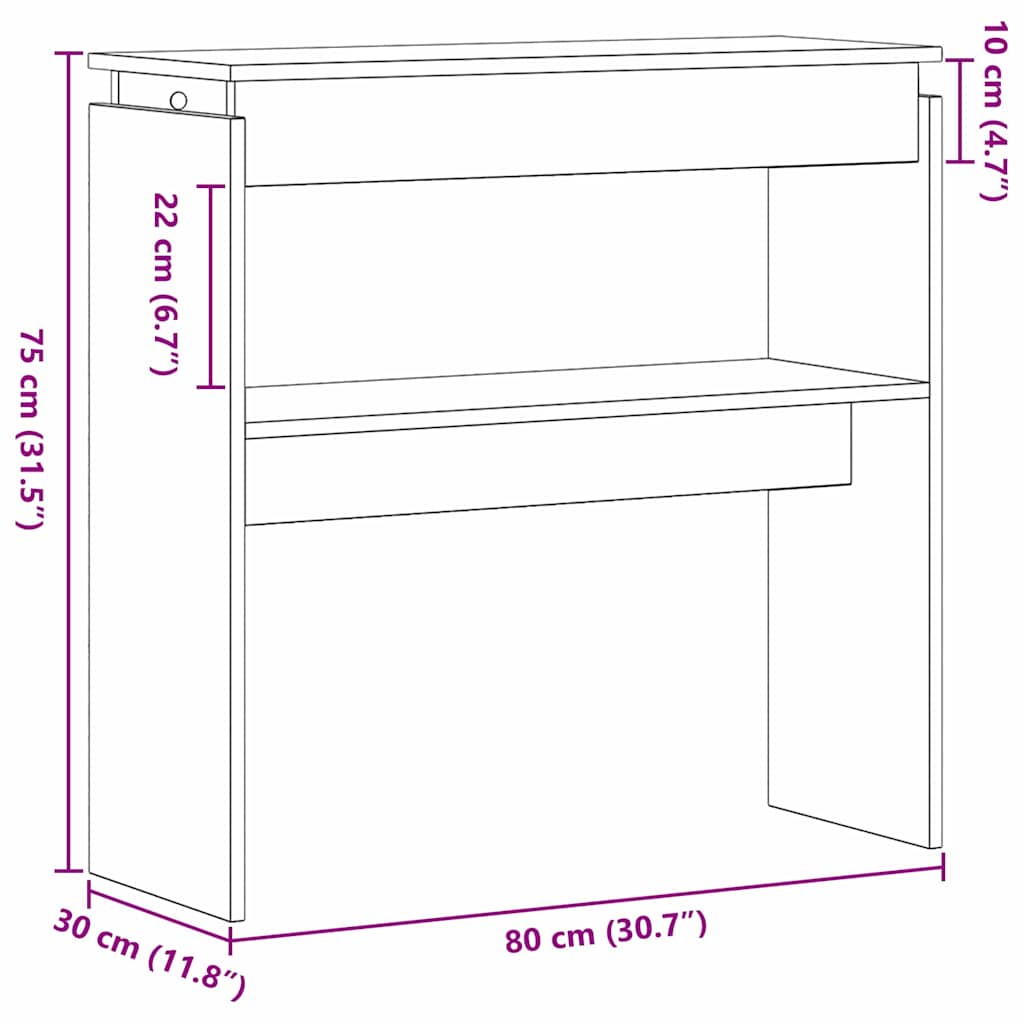 Console Table Black Oak Effect 80 x 30 x 80 cm