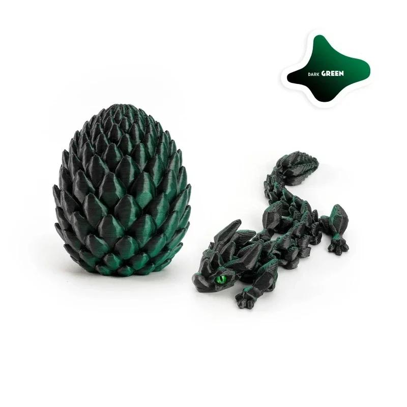 12cm 3D Printed Easter Eggs with Icy Crystal Mini Dragon Articulated Dragon Figure Easter Basket Stuffers Party Favors for Kids