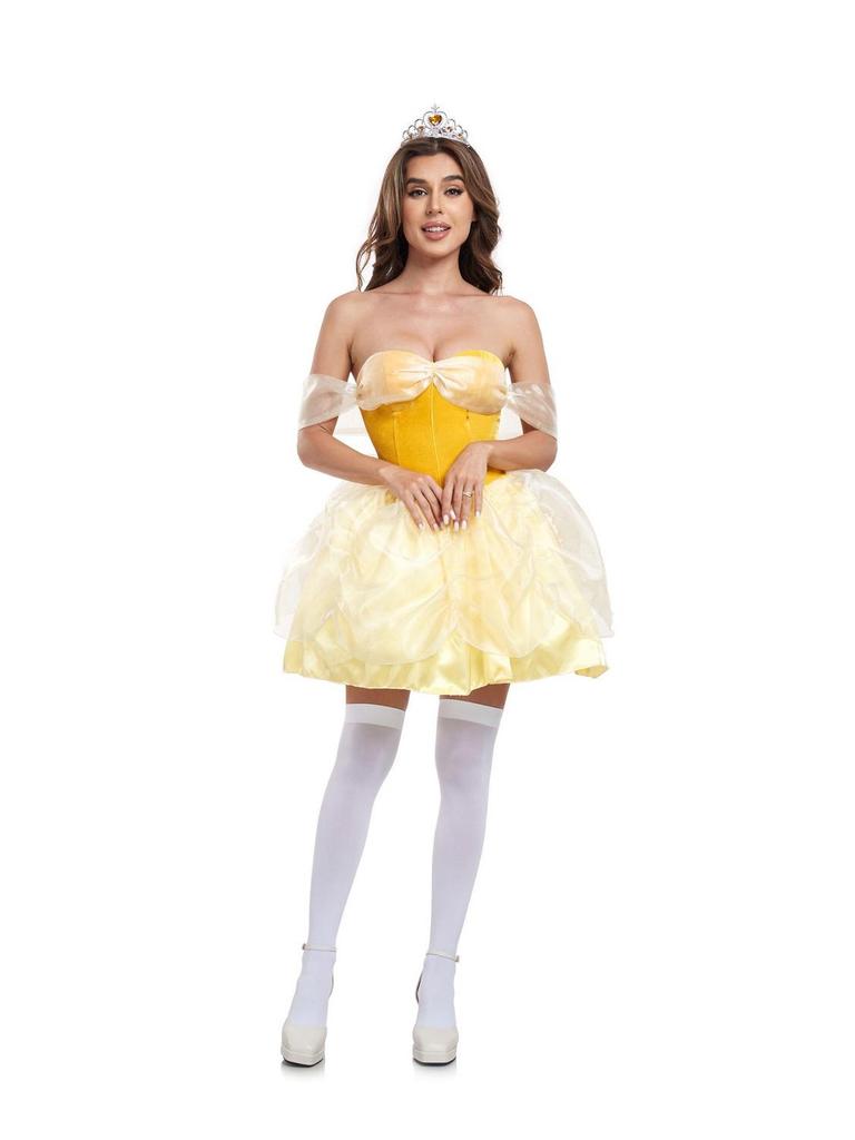 Disney Princess and Villain Cosplay Costumes: Snow White, Belle, Anna, Ariel, Evil Queen, Sleeping Beauty, Red Queen.