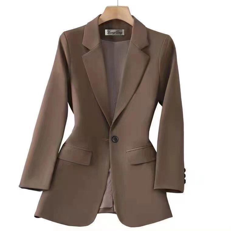 Schwarze lässige Anzugjacke für Damen - Frühjahrs- und Herbstmode mit Rückenschlitz