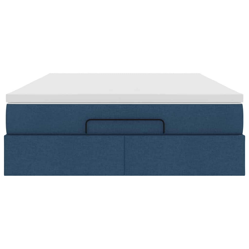 Ottoman Bed with Mattress Blue 140x200 cm Fabric