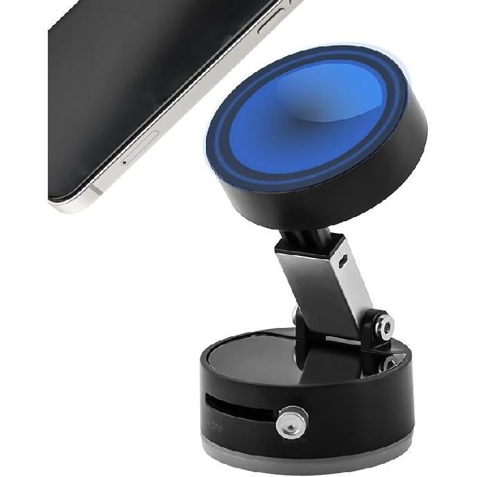 Xiaokeis Foldable Portable Vacuum Magnetic Suction Car Phone Holder, Hands-Free Adjustable Suction Cup Magnetic Phone Mount for Car/Travel/Desktop,