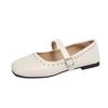 [Youshilai] Retro Temperament Square Head Loafers Women's 2025 Spring New Shallow Mouth Word with Mary Jane Shoes
