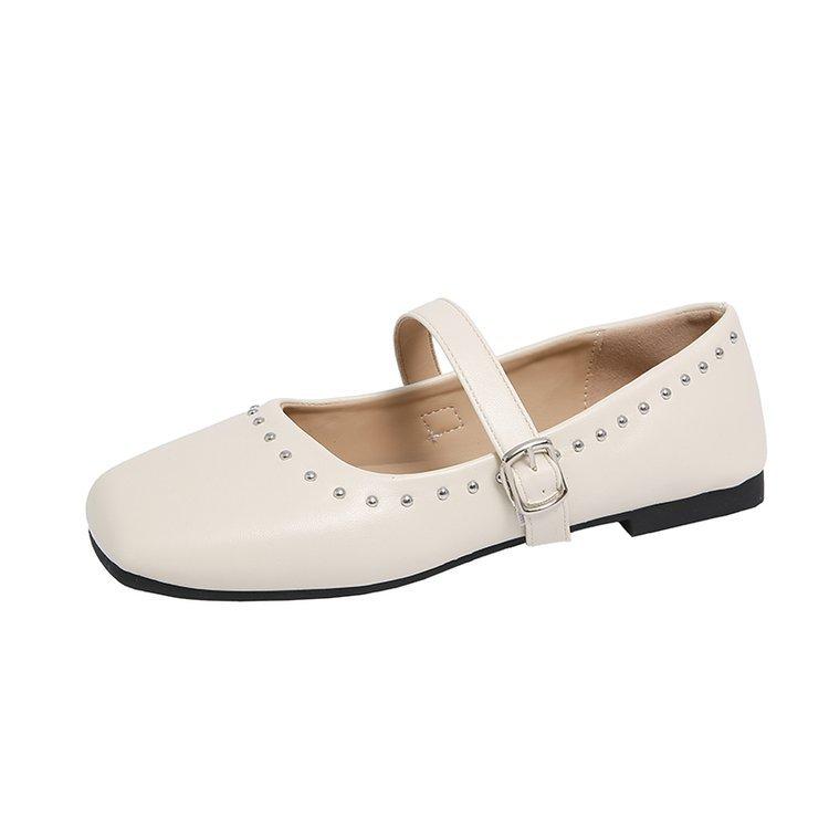 [Youshilai] Retro Temperament Square Head Loafers Women's 2025 Spring New Shallow Mouth Word with Mary Jane Shoes