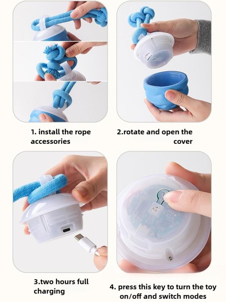 Electronic Interactive Pet Toy Moving Ball Smart Dog Toy Ball Rope USB 3 Modes Automatic Moving Bouncing for Puppy Chew Products