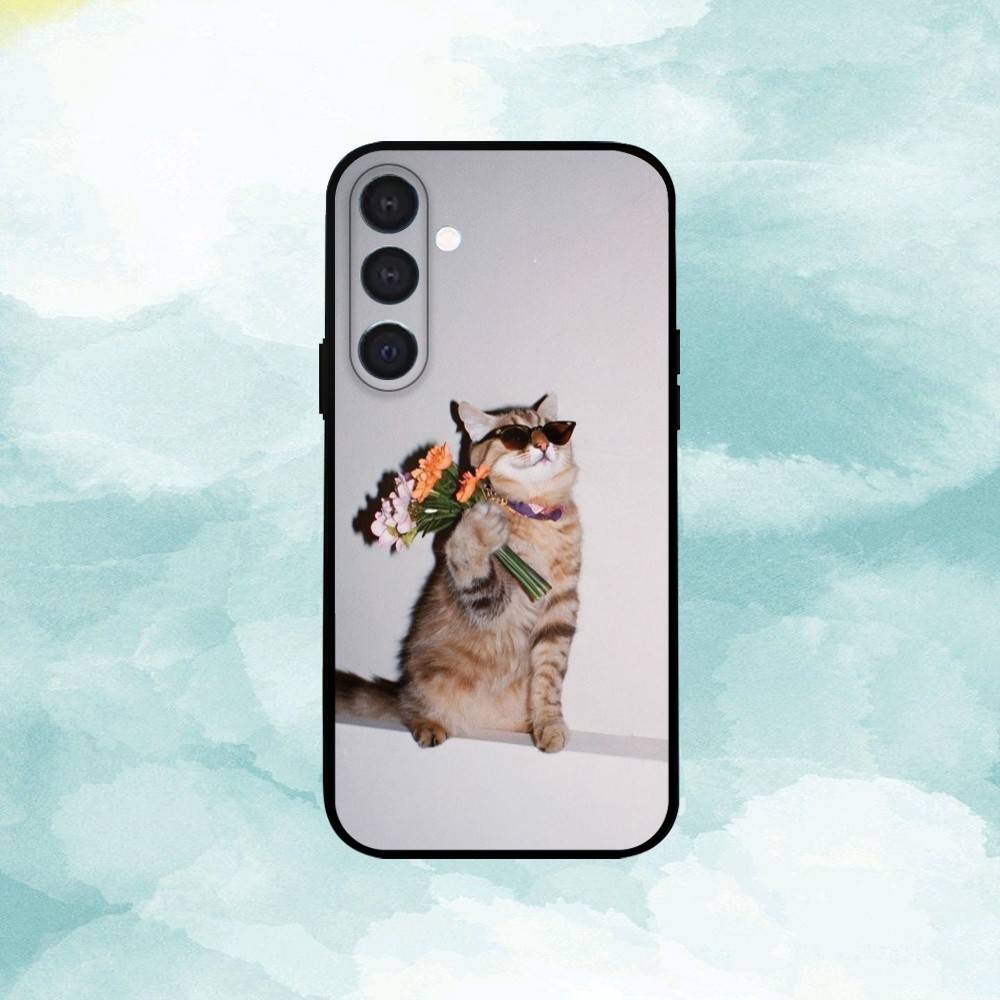 Cool Cat Cute Phone Case For Samsung  A73,72,71,A52,51,40,41,A22,A32,31,A13, Soft Black Shell