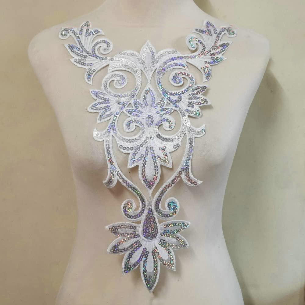 1 buc Guler decolteu cu paiete, Aplicații brodate, Decorațiune petic pentru haine