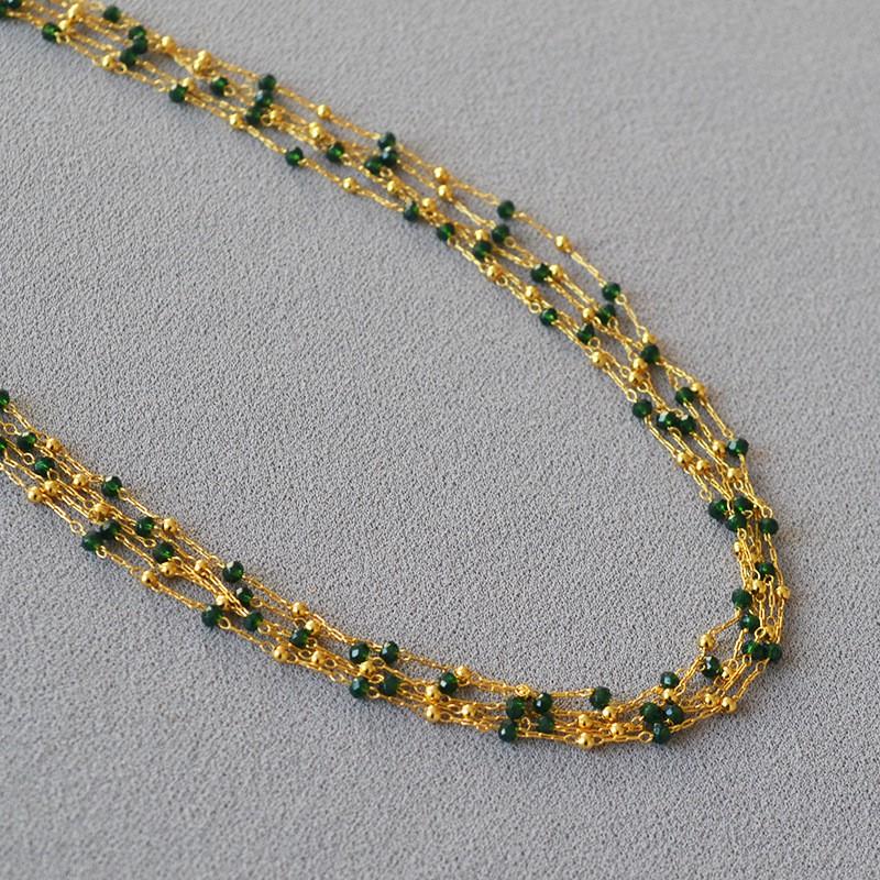 Vintage Elegant Multi-layer Short Clavicle Necklace Women Retro Lace Black Spinel Beaded Jewelry