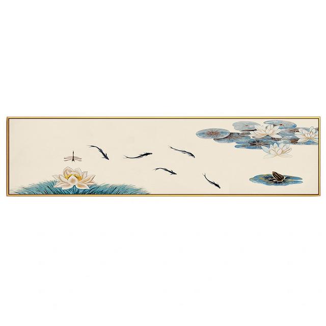 Retro Chinese Style Lotus and Koi Fish Living Room Decoration New Chinese Style Flower and Bird Painting Wall Art Poster Home