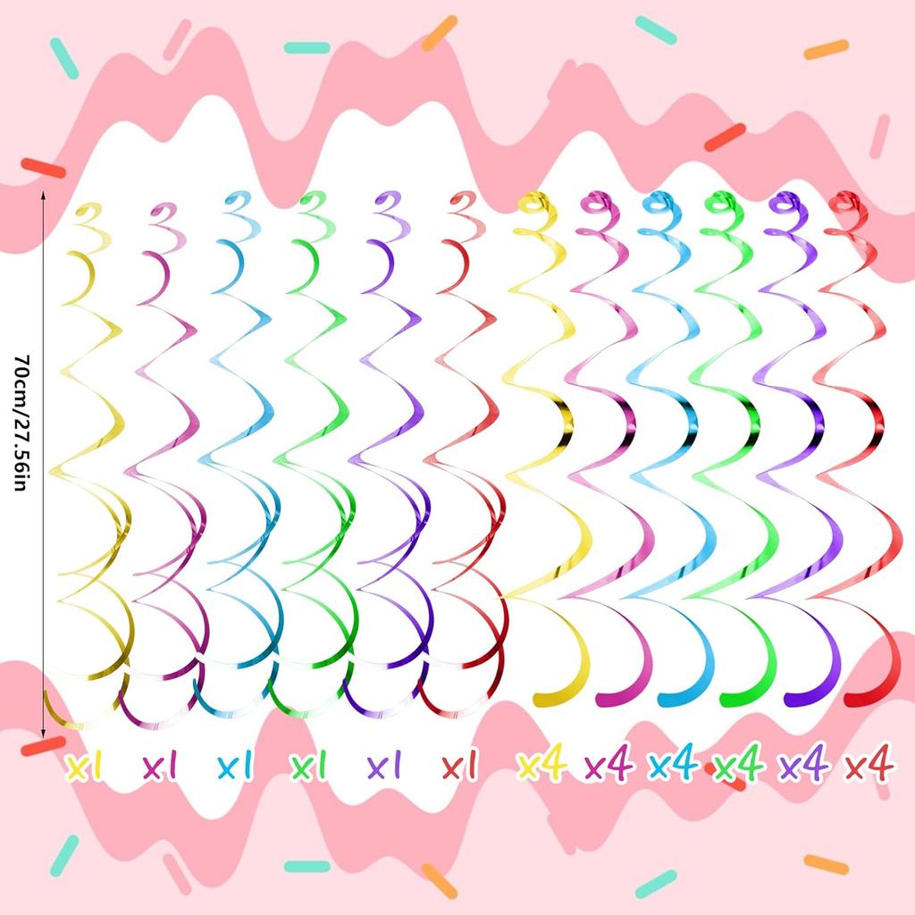54 PCS Candyland Party Decorations Candy Hanging Swirls Colorful Lollipop Hanging Swirls Ceiling Decor for Baby Shower Birthday Party