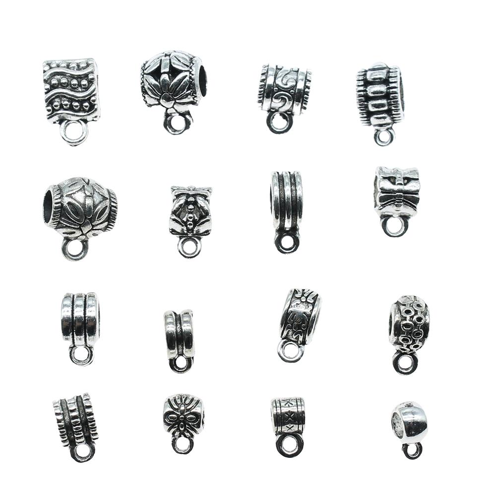 20pcs Bails Beads Connector Charms Jewelry Findings DIY Bails Beads Charms Connector Wholesale Antique Silver Color
