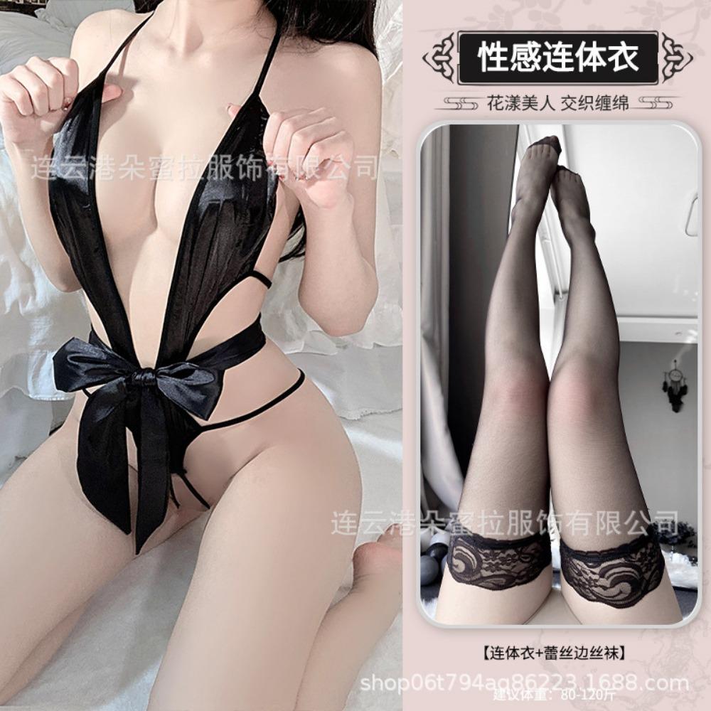 Domila Sexy Underwear Lace Temptation Transparent Hollow Sexy Onesie Women's Hot Open Uniform Suit