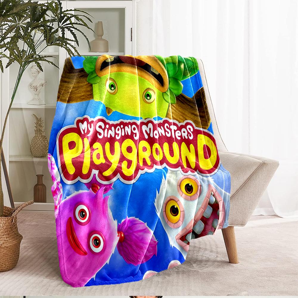 My Singing Monsters Spielplatz-Thema Bedruckte Decke - Perfekt für Sofa, Bett, Reisen & Außenbereich | Maschinenwaschbar, Gemütlich & Langlebig.