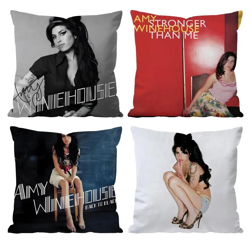 Singer Star A-Amy Winehouse Cushion Cover Pattern Printed Pillowcase for Living Room Sofa Cushion Cover & Bedroom Decor