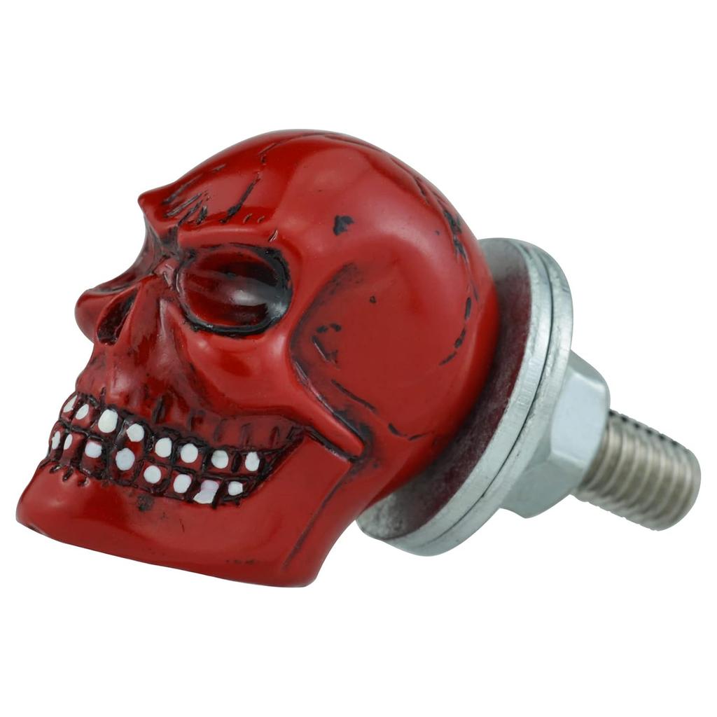 Abfer Skull License Plate Fasteners Car License Plate Frame Bolts 4Pcs Anti Theft Screws Bolt Kit Fit for Most Vehicle Trucks Motorcycles (Red)