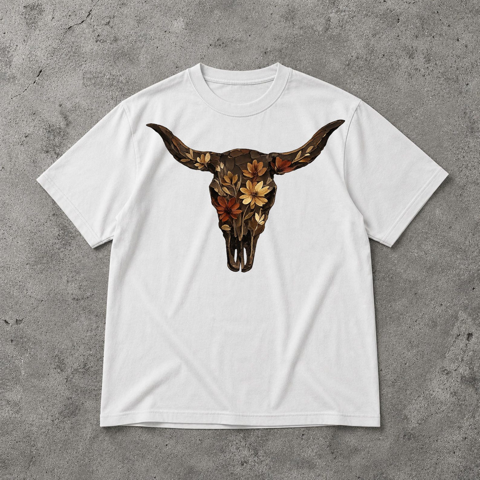 Boho Cow Skull Shirt, Western Bull Skull Graphic Tee, Cowgirl Country T Shirt XL
