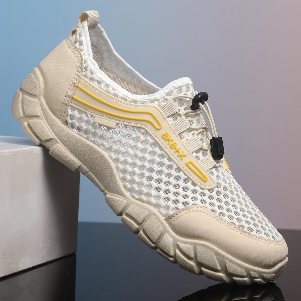 Men s Summer Breathable Outdoor Amphibious Hiking Shoes - Non-slip, Soft Sole Beach & Wading Footwear 40 бежевый