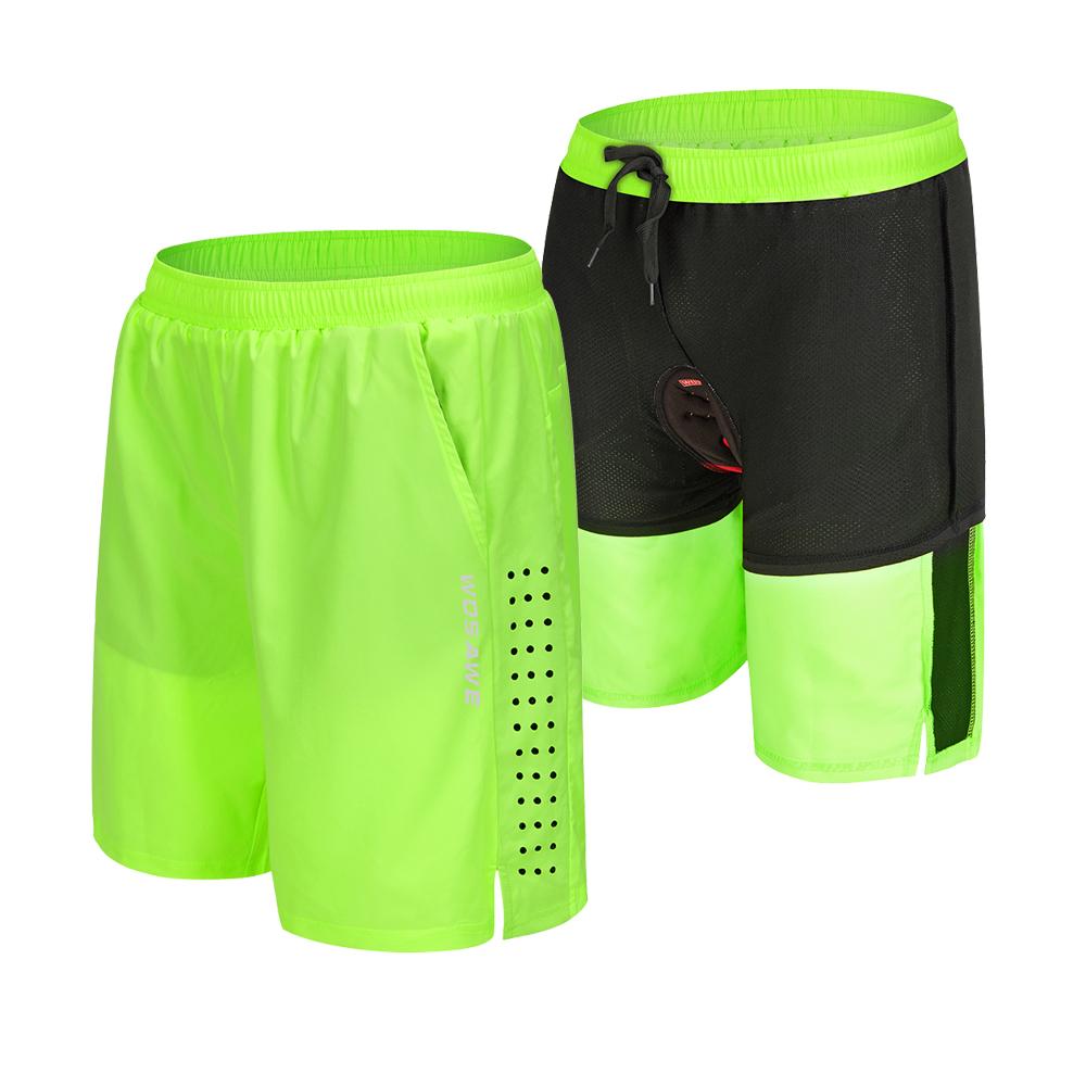 WOSAWE Mountain Bike Shorts Summer Men Cycling Shorts 2 in 1 MTB Shorts Padded Breathable Outdoor Riding Road Bike Short Trouser