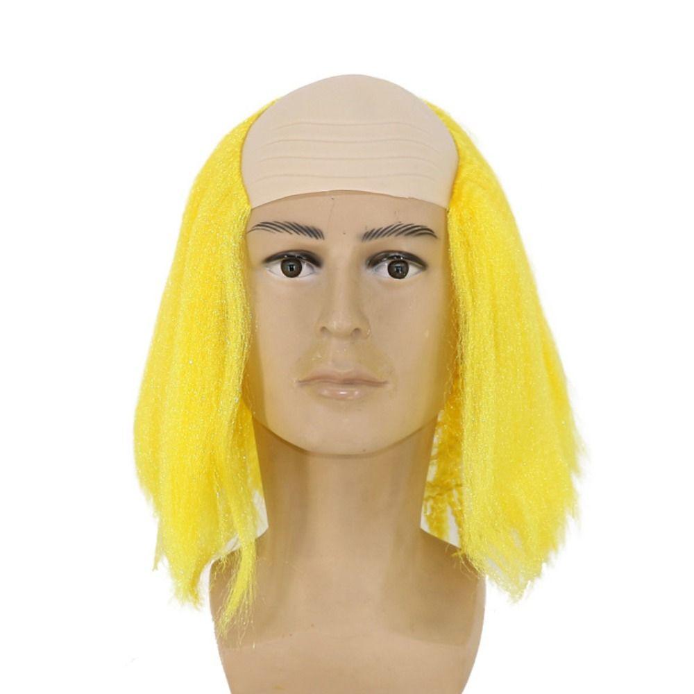 Props Old Man Bald Wig Colored Halloween Balding Wig Funny Bald Wig Masquerade Show