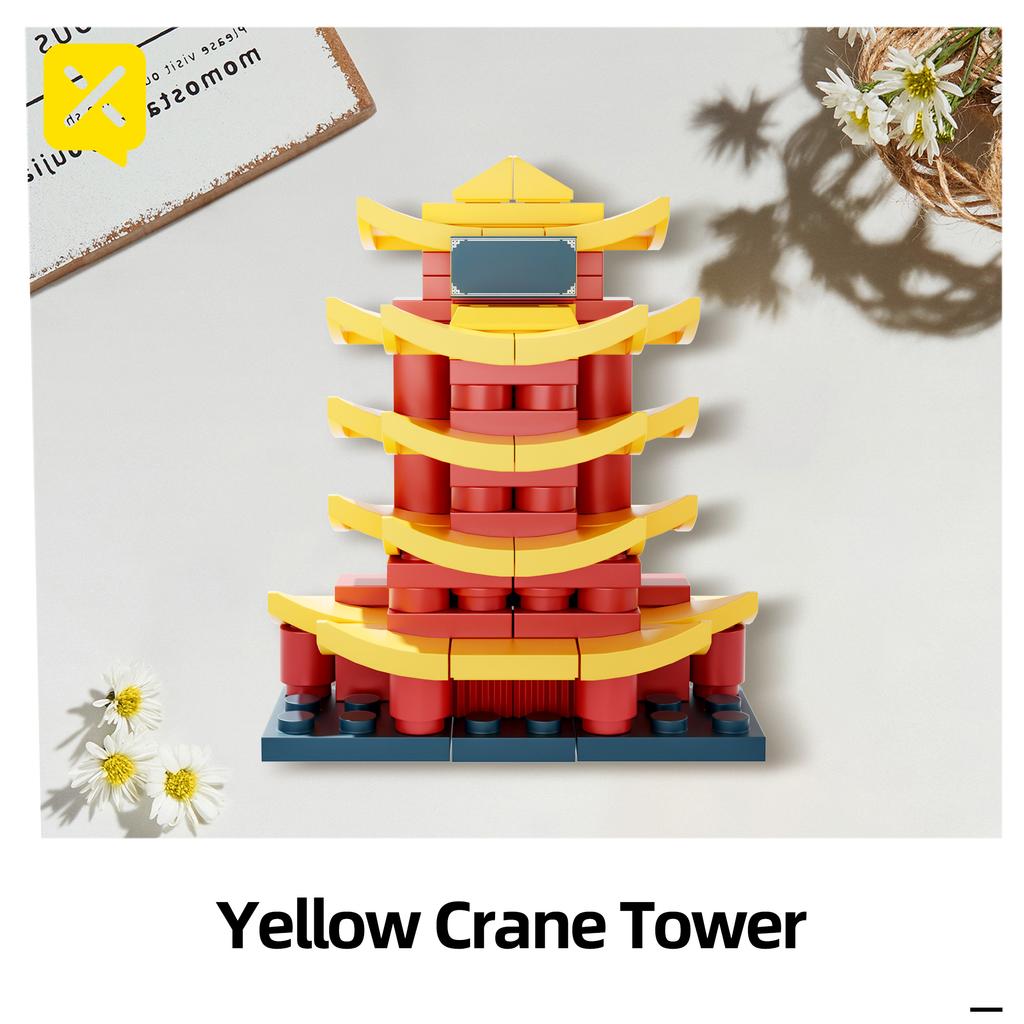 Famous China Refrigerator Magnet Building Block Sticker Toy Yellow Crane Tower Urban History Halloween Easter Christmas Child