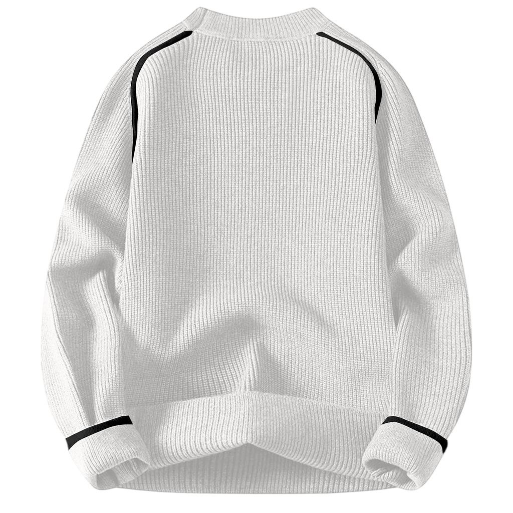 Men's Fashion Knitting Pullover Long Sleeves Loose Flip Collar Sweater