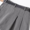ZG Women's Summer Gray Pleated Mid-Waist Skort with Waistband