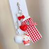 Pink Cartoon Cat Phone Charm & Heart Fur Ball Keychain Pendant