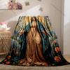 1PC Virgin Mary with Floral Halo Print Blanket Warm Soft Fluffy Kids and Adult Sofa Bed Throw Blanket Outdoor Travel Camping RV