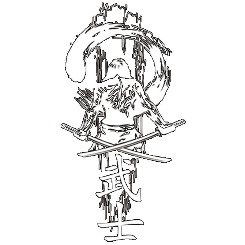 Black T-Shirt Samurai Warrior with Sword and Moon Print for Casual Wear