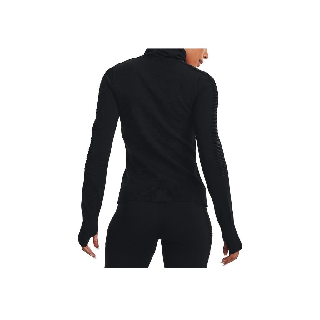 Under Armour Solid Color Logo Print High Neck Slim Fit Vintage Long Sleeve T-Shirt Women Tops Black 1371576-001