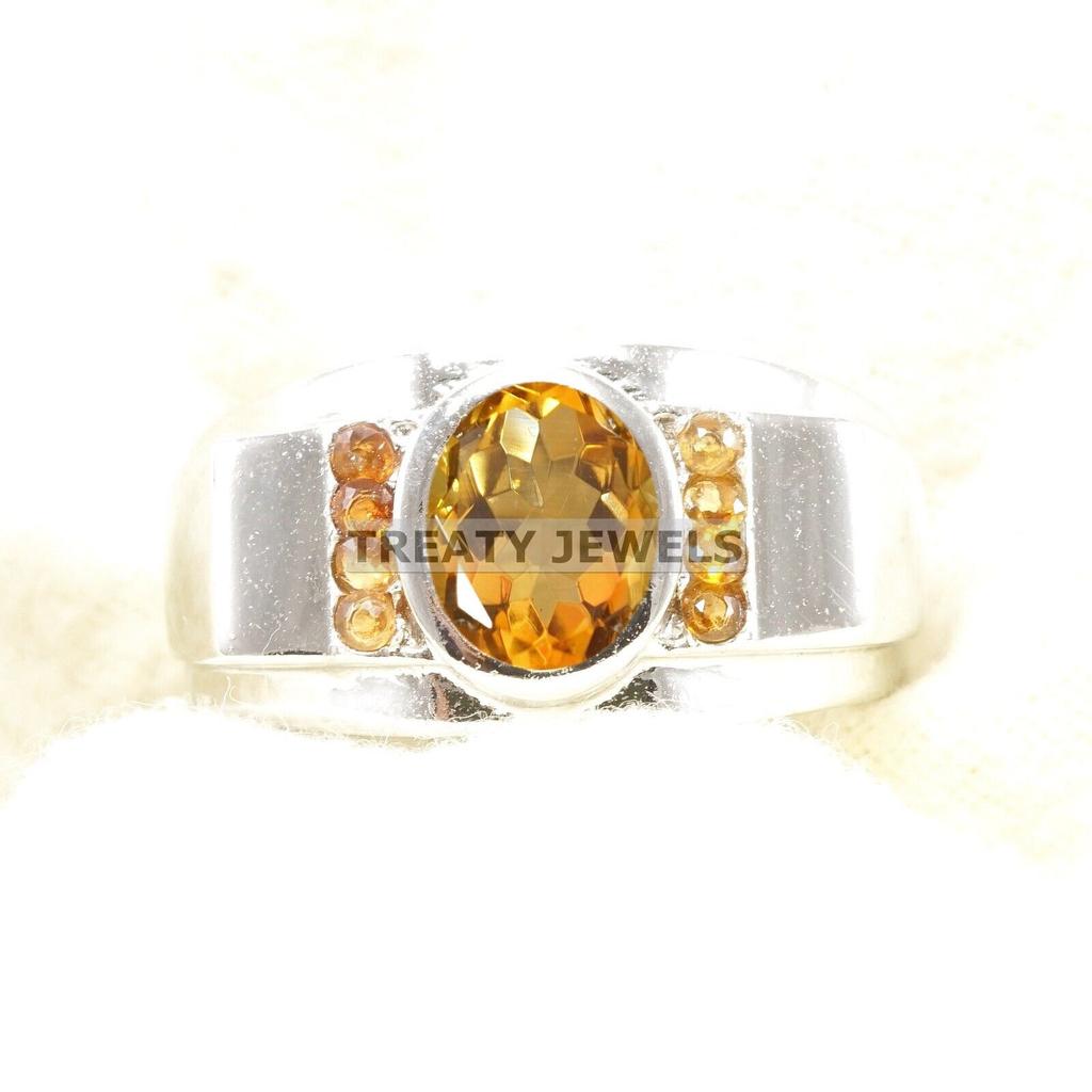 Citrine Oval Cut Gemstone With 925 Sterling Silver Ring For Men's #A977 JL375669299270