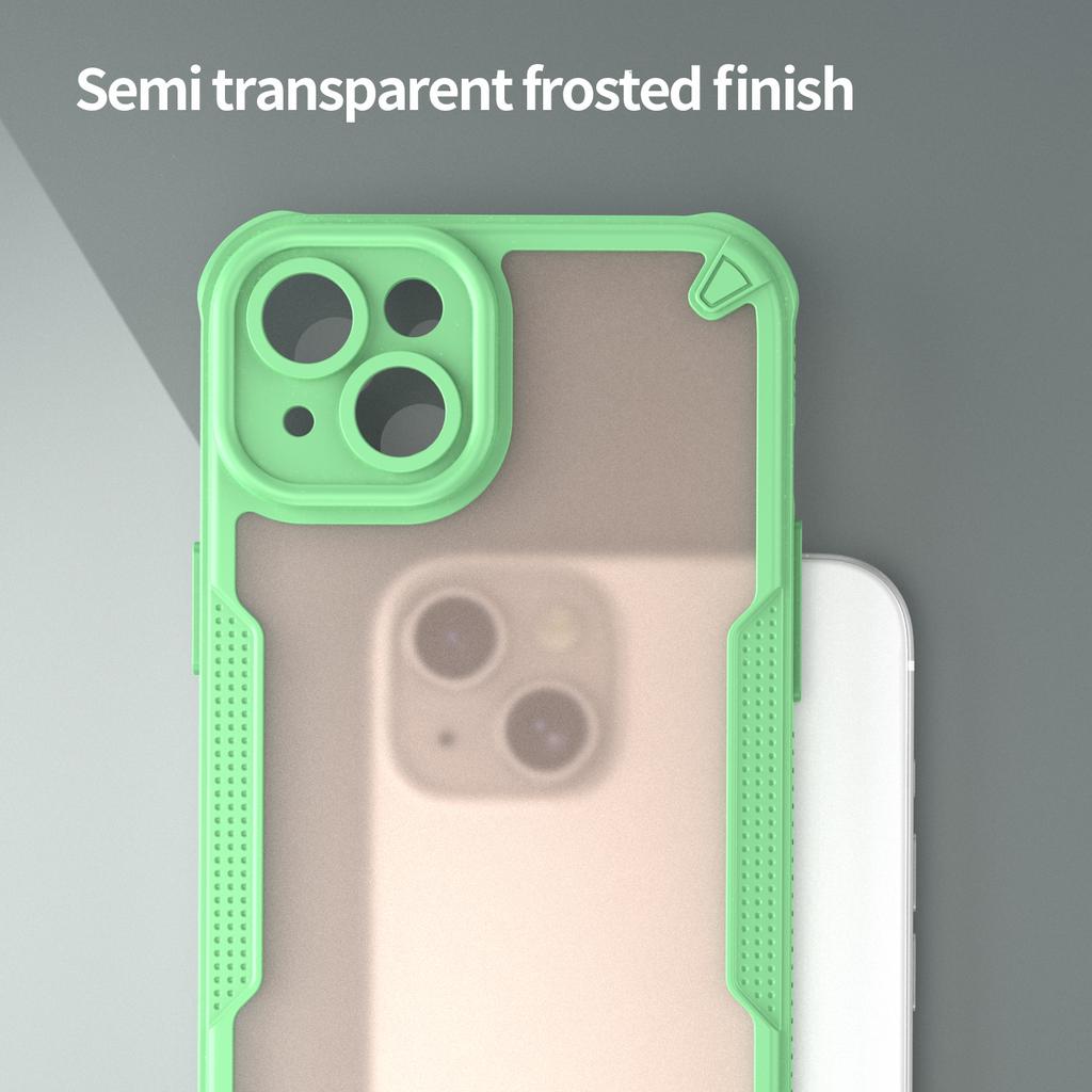 Armor Series For iPhone 15 Case PC+TPU Semi-Transparent Frosted Finish Protective Phone Cover