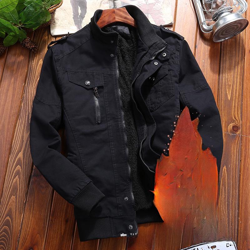 Men's Winter Plus Velvet Thickened Pure Cotton Military Jacket