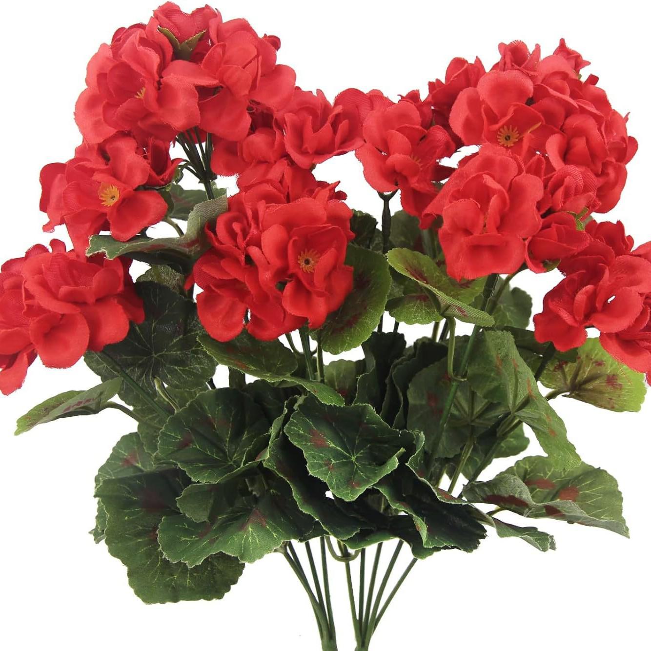 

Самые продаваемые искусственные цветы шелковой бегонии и герани для свадеб и домашнего декора 14 inches красный