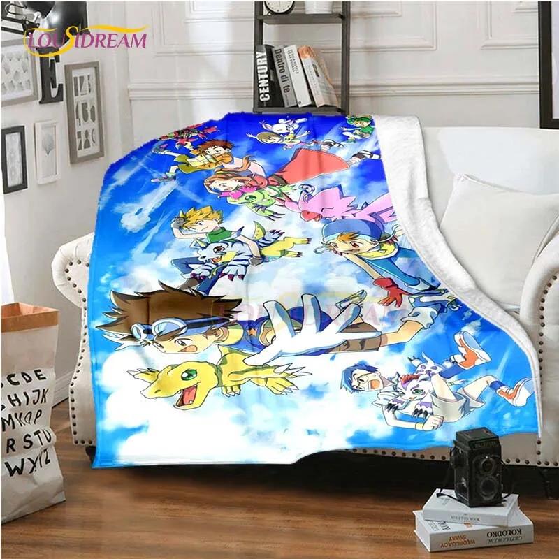 New Cartoon Digimon Blankets for Beds Anime Blanket Queen Size Soft Bed Sheet Rome Decor Winter Bedding Cover Kids Gift Picnic