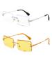 2-3 PCS Women's Rimless Rectangle Sunglasses Fashion Tinted Lens UV Protection Trendy Shades