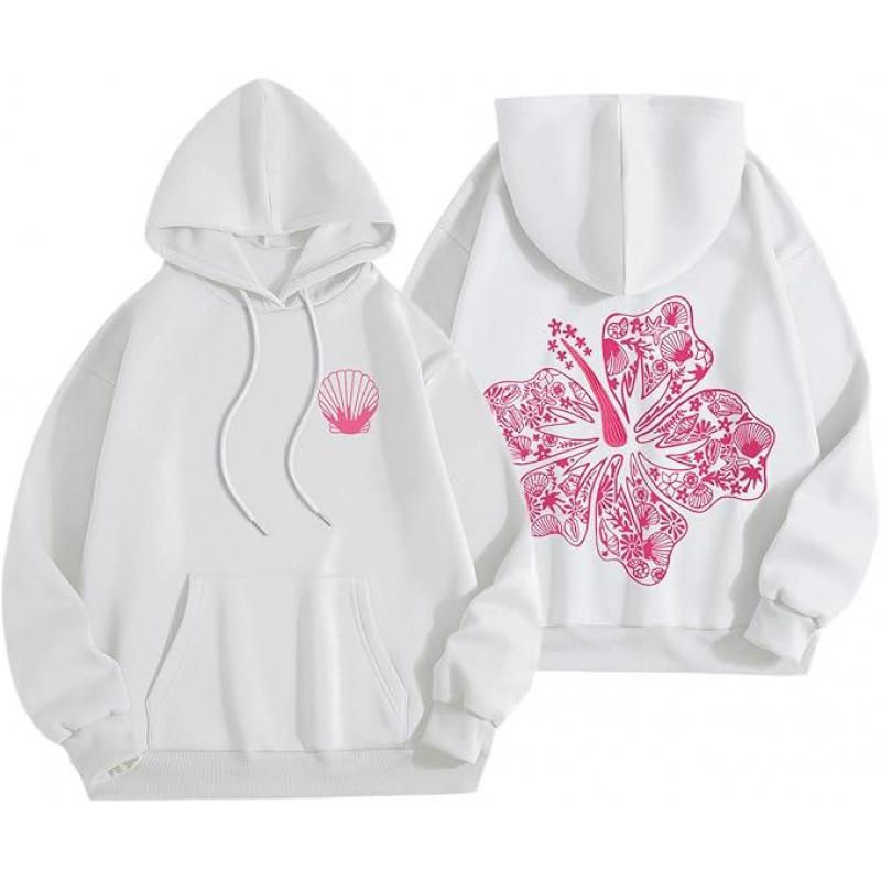 Dark sweatshirt hoodie goth couple Harajuku large size flower pattern print hooded sweater