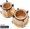 Set Bongo in Legno Massello con Pelle di Pecora e Chiave, 6 pollici e 7 pollici, 7 pollici e 8 pollici