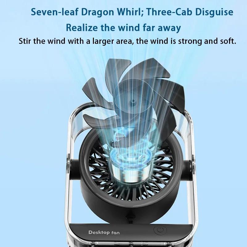 LED Digital Display Mini Desktop Fan 3000 mAh Rechargeable 100 Gears USB Adjustable Wind Speed Silent Brushless Motor Home Fans