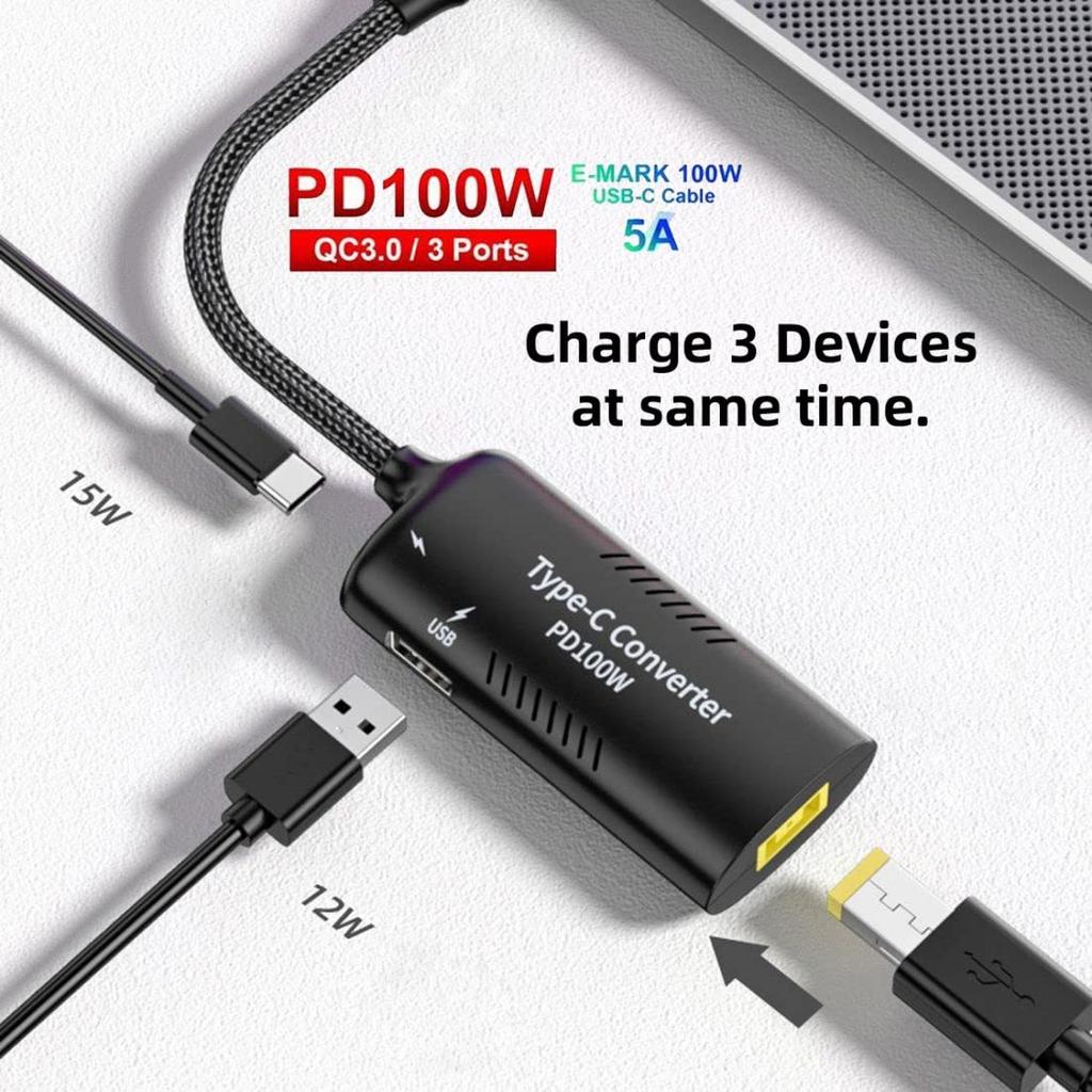 Chenyang USB C Power Rectangular Power Supply for Thinpad X1 USB C 15W Type C and 12W Type A PD Emulator Trigger Charging Cable Adapter Included